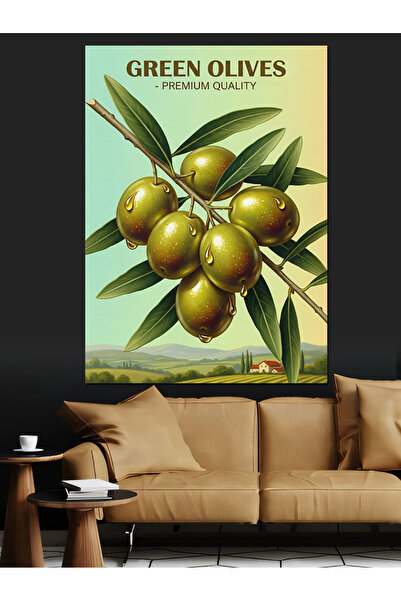 KanvasSepeti Ramură de măslin Pictură în ulei de înaltă calitate texturat Pân...