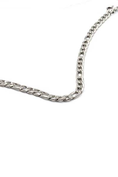 Sose Moda Figaro Model Men's Steel Chain Necklace Silver 55 cm 5 mm Tarnish Resistant Classic Strong Design