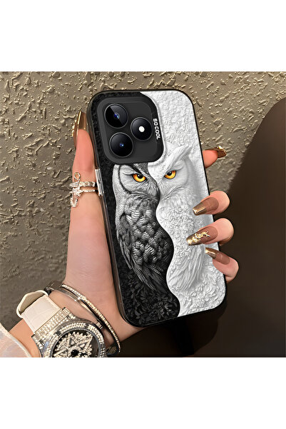 Hontinga حافظة متوافقة مع هاتف Realme C53، حافظة هاتف صلبة مضادة للسقوط، بومة