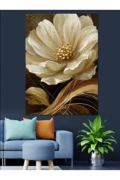 KanvasSepeti White Flower Close High quality oil painting texturat Canvas Can...