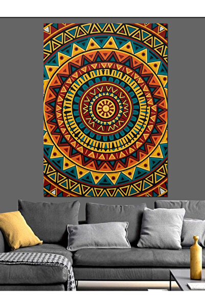 KanvasSepeti Pictură în ulei etnică colorată de înaltă calitate texturat Pânz...