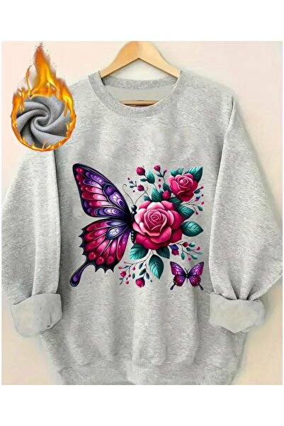 herkesemoda Φούτερ με λεπτομέρεια με στάμπα πεταλούδας