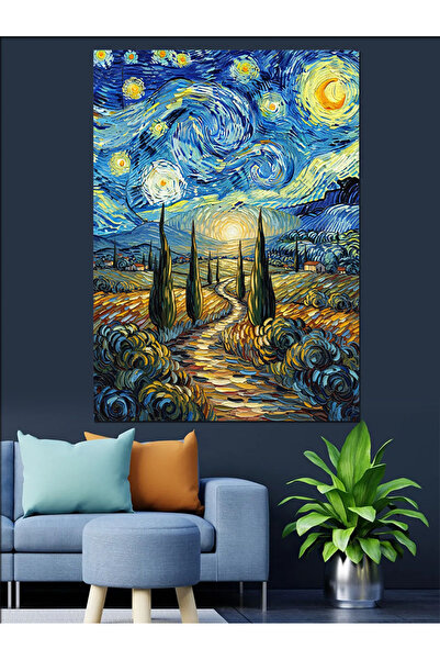 KanvasSepeti Van Gogh Starry Pictură în ulei de înaltă calitate texturat Canv...