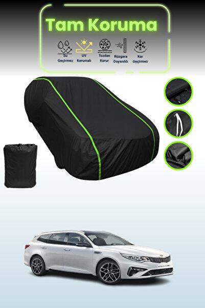 Dokaca Neo غطاء حماية للسيارة متوافق مع سيارة كيا أوبتيما سبورت واجون قماش مجدّل باللون الأسود النيون 2018 - 2021