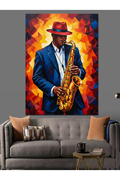 KanvasSepeti albastru cobalt afon Çalan Pictură în ulei de înaltă calitate te...