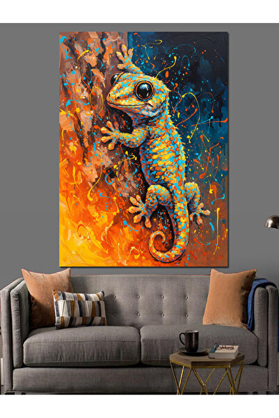 KanvasSepeti Pictură în ulei de înaltă calitate Chameleon texturat Canvas Can...