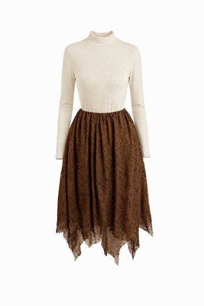 Chamakh ÇİÇEK DESEN ASTARLI TÜL ETEK