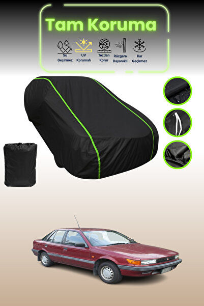 Dokaca Neo غطاء حماية للسيارة متوافق مع سيارة ميتسوبيشي لانسر قماش مجدّل هاتشباك باللون الأسود النيون