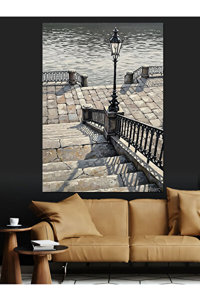 KanvasSepeti Black White Park Pictură în ulei de înaltă calitate texturat Can...