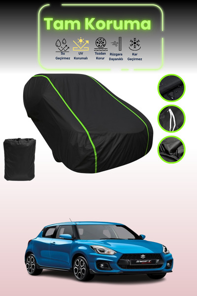Dokaca Neo غطاء حماية للسيارة متوافق مع سيارة سوزوكي سويفت سبورت قماش مجدّل باللون الأسود النيون 2017 - 2021