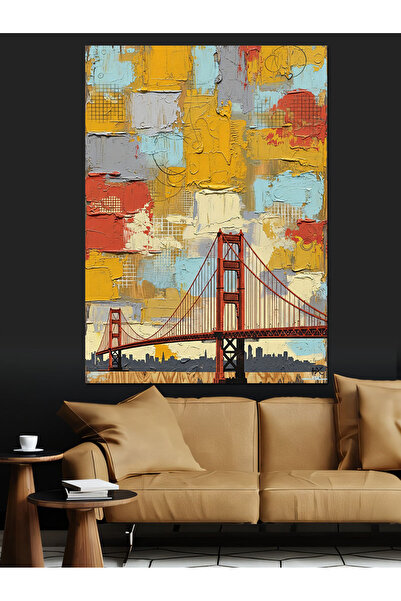 KanvasSepeti Golden Gate Pictură în ulei de înaltă calitate texturat Canvas C...