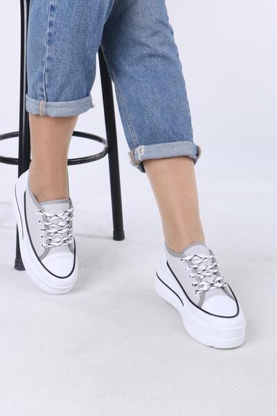 AĞCA AYAKKABI Women's High Sole Lace-Up Comfortable Sports Shoes Casual Sneakers