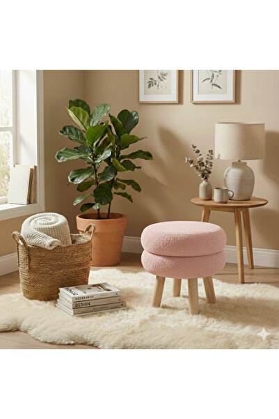 casa rosa Luxury faux fur vanity chair with wooden legs, versatile for living room and bedroom decor.