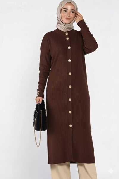 GÜLSELİ Simit Collar Long Cardigan