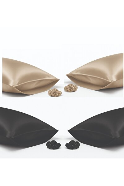 Doolo Design Silk Satin Pillowcase - Set of 4 Black Gold