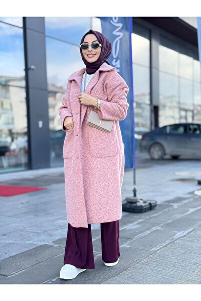 ALANURMODA Melanjlı Kaşe Bukle Kaban