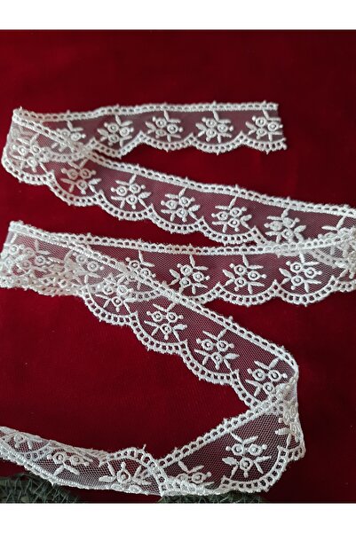 ksndizayn ÇİÇEKLİ KENARI DİLİMLİ GÜPÜR DANTEL ENİ 3 CM 2 METRE