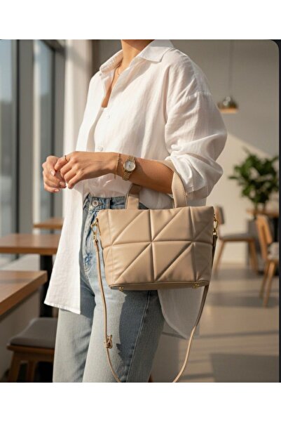 ÇANTA Puffy Geometric Baguette Women's Hand and Shoulder Bag