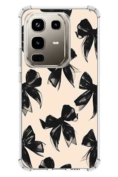 TechTree Infinix Uyumlu Note 50 PRO Uyumlu Siyah Fiyonk Kurdele Baskılı Silik...