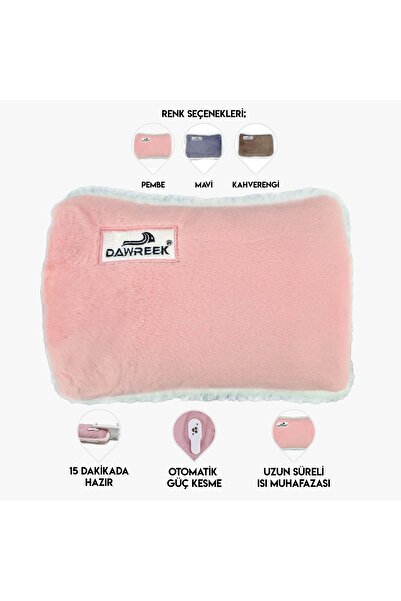 Dawreek كيس ماء ساخن كهربائي وردي اللون ET02P