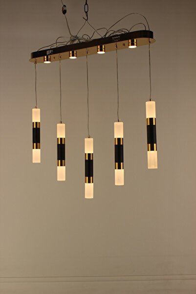 GN GEN AYDINLATMA Lüks Gold Siyah Gövdeli Buzlu Akrilik Silindir 5'li Sıralı ...