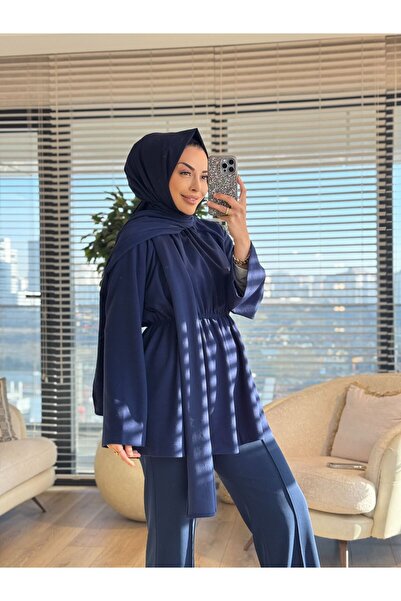 ALANURMODA 3158 Tunic with Tie Detail and Gathered Waist