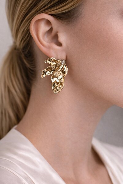 Feya Atelier Gold Yaprak Küpe