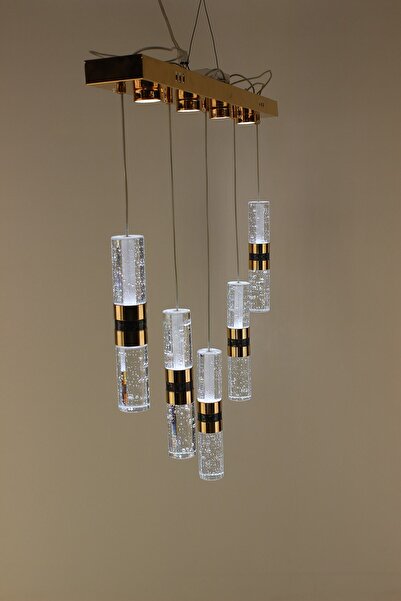 GN GEN AYDINLATMA Lüks Gold Detaylı Kalın Çift Taraflı Jöle Kristal 5'li Sıra...