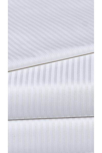 mer-tim ezberbozan ev tekstili Mertim Home Textile White Striped Cotton Satin Single Elastic-Free Bed Sheet Set 160 X 240