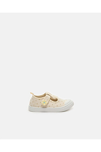REDTAG Infant Girls Cream Flower Strap Sneaker