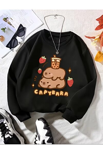 LELVANİ سويت شيرت مطبوع عليه نقشة كابيبارا