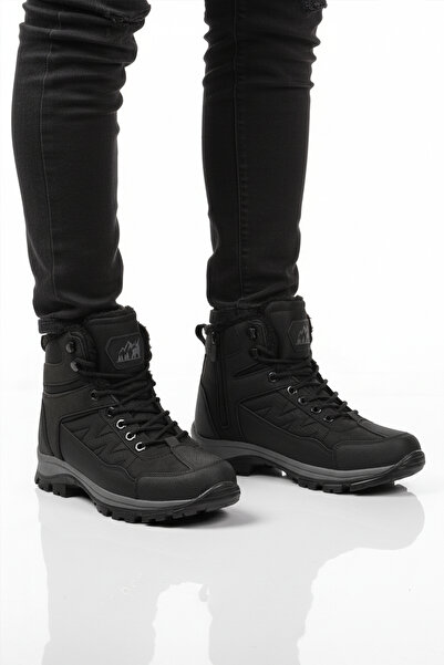 AYAKMOD Cizme unisex pentru exterior, cu blană neagră în interior, rezistente...