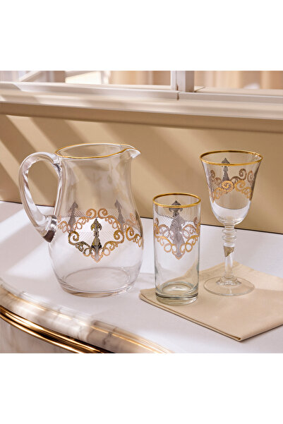 Aryıldız Elisa Gold-Platinum 25 Piece Water Set for 12 Persons
