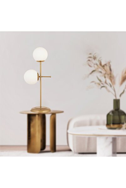 HubRom GUNAY 3577-2M-FRR Επιτραπέζιο Φωτιστικό Αντίκα-Καφέ 27x67 εκ. 2xE27 Μέγ. 60W