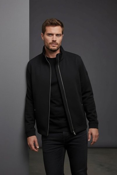 Sarar İnterview Fermuarlı Çıt Çıt Cepli Siyah Sweatshirt Ceket