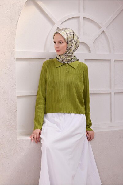 Belli Eșarfă de mătase cu model în carouri 4218D (Twill) VERDE - 55