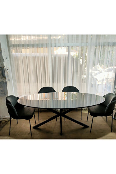 murat market plaza Elips Masa Çift Sırt Sandalye Takımı