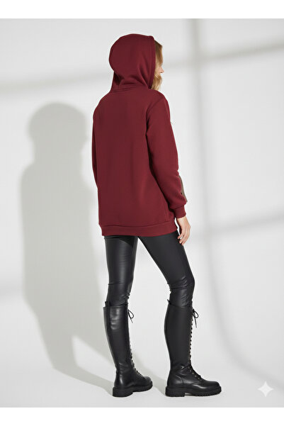 ribana سترة نسائية بغطاء رأس ذات ملمس ناعم وتفاصيل جيب وشال وأكمام طويلة