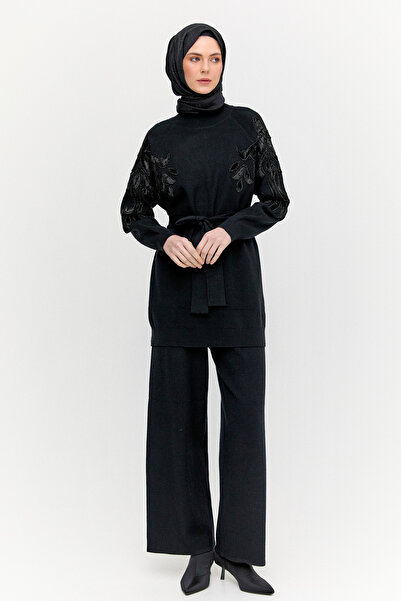 Setrms Kadife Motifli Triko İkili Takım