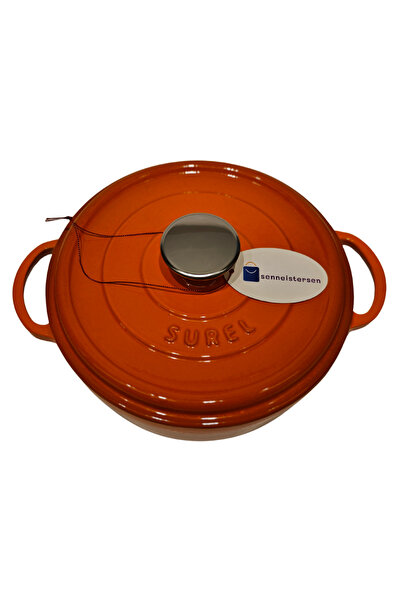 Sürel 24 cm Round Shallow Pot Gradient Orange