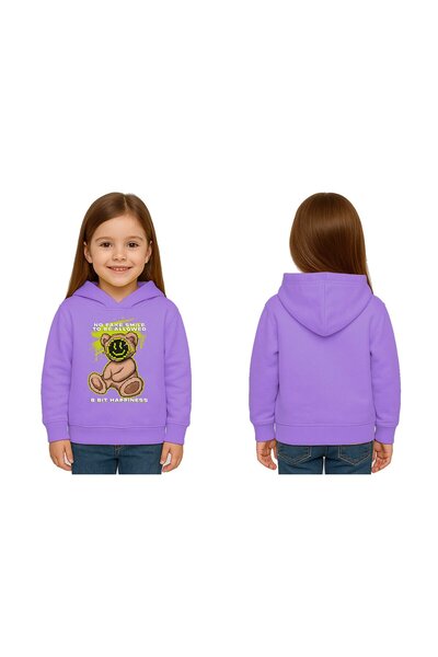 SEDİRLİ Унисекс детска суитшърт с качулка и 3-нишка шнур с мечешки принт