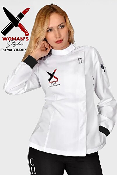 Üniformanya İsim Hediyeli Makyaj da Yaparım, Yemekte Kadın Aşçı Ceketi | Nakı...