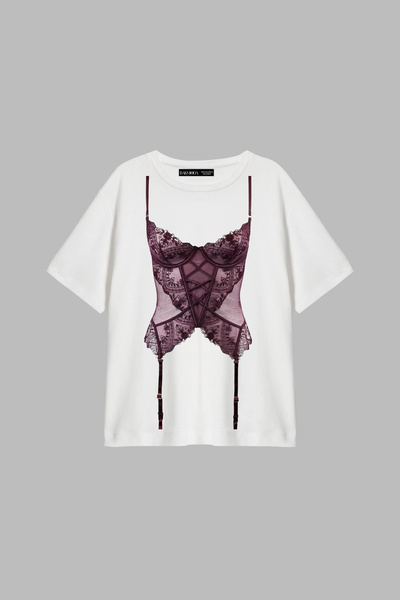 CİNEMA MODA Mulberry με τύπωμα χαλαρή εφαρμογή Λευκό γυναικείο μπλουζάκι