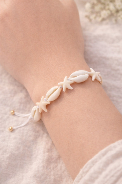 OSMANLI GÜMÜŞ Marina seashell and starfish adjustable bracelet