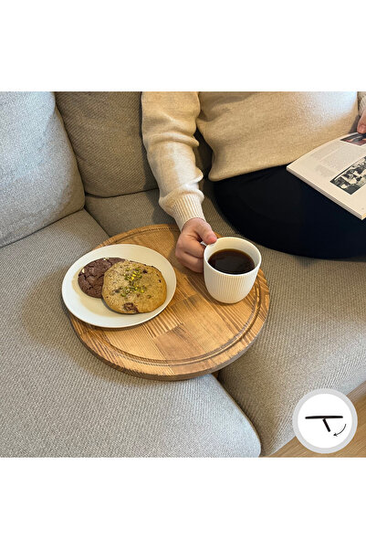 WOODHAUS Katlanabilir Masif Ahşap Koltuk Sehpası Minder Arası Tepsi - 35.5x35...