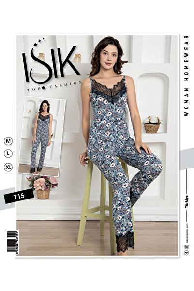 IŞIK ISIK Women's Floral Print Lace Pajamas - Model 715