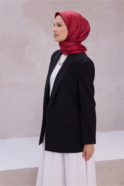 Belli Шовковий шарф з геометричним візерунком 4209D (TWILL) бордовий - 50