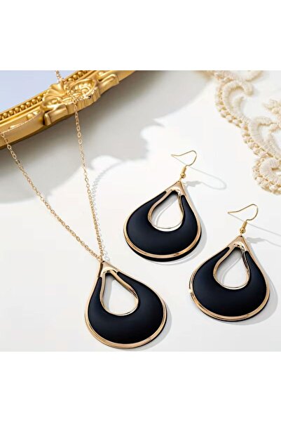 MORESUN Tear Drop Metal Textured Necklace and Earring Set New Year's Day Febr...