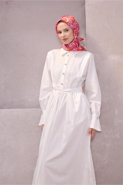 Belli Tivil Pure Silk Scarf 4222 - 55 Orange Abstract Pattern