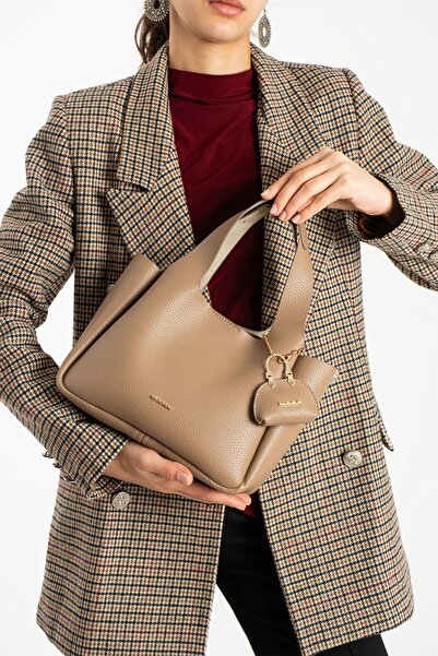 Paul Brand Women's Nova Large Volume Soft Leather Mink Shoulder and Arm Bag with Chain Accessories and Mini Wallet